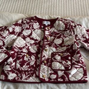 Burgundy Floral Quilted Jacket